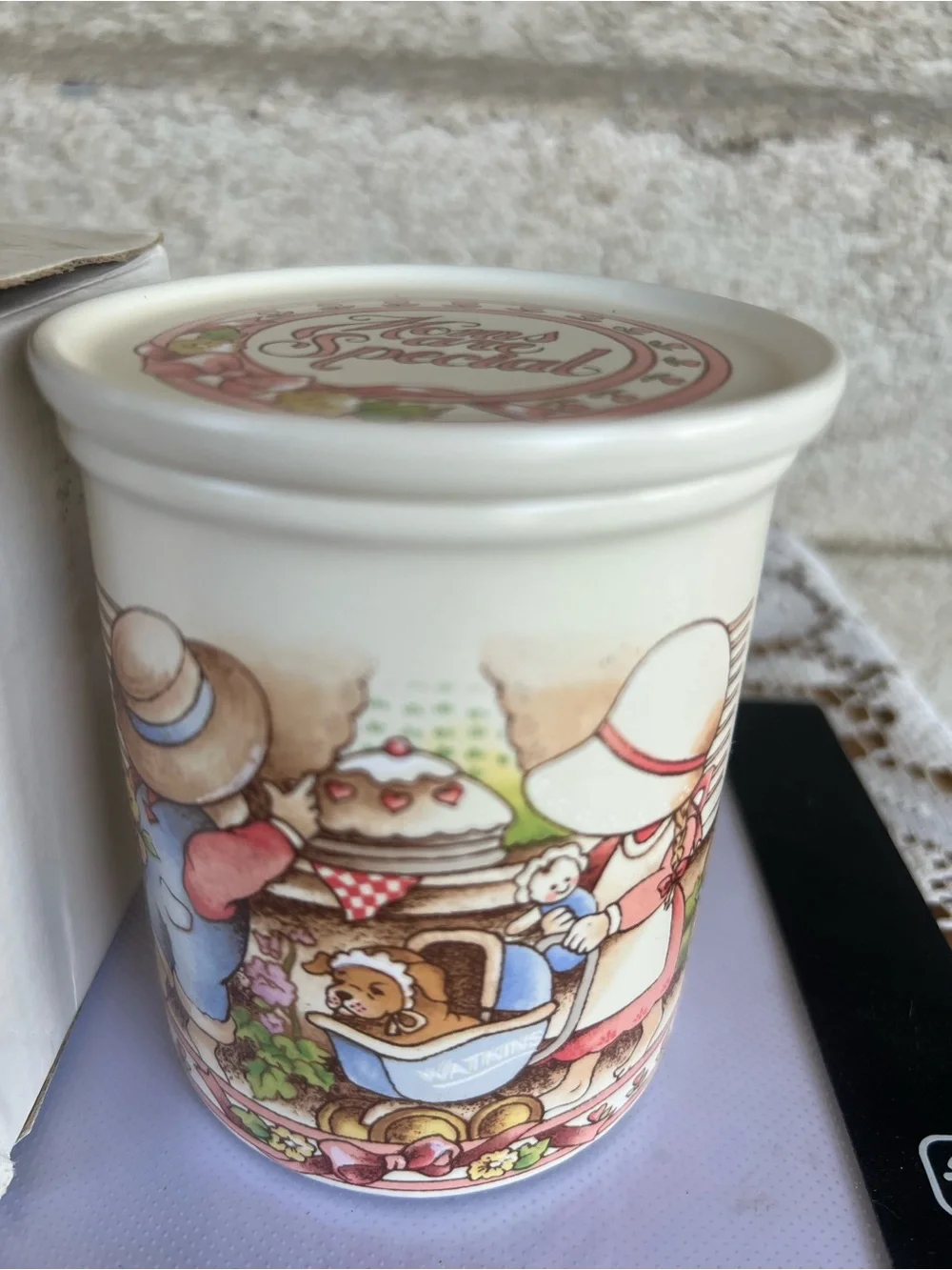 Country Kids Cream Ceramic Mug & Coaster Set - Pink and Brown Accents